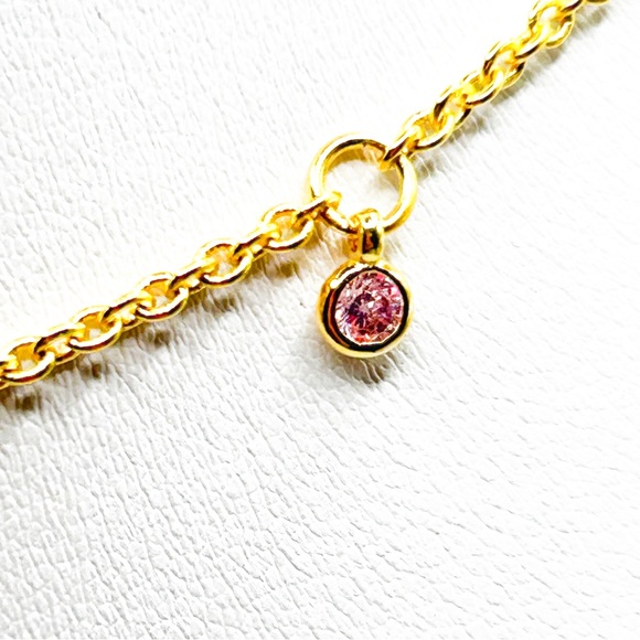 NWOT Sterling silver 14k gold plated butterfly necklace with red stone 16”-18” - Picture 6 of 12